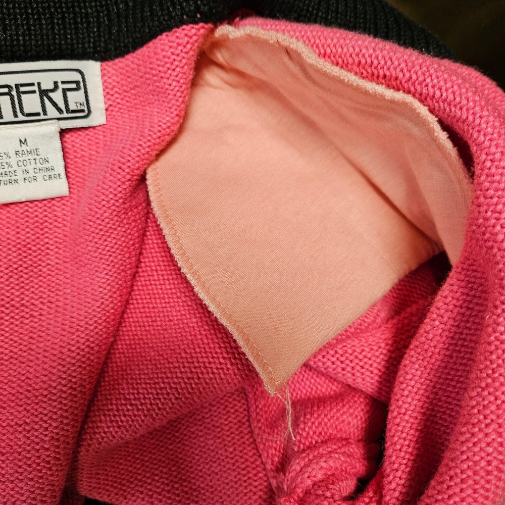Vintage 80s Retro Berek2 Pink Knit Whimsy Purse Cardigan Size M Artsy Dopamine - Picture 7 of 9